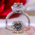 1CT 2CT 3CT Moissanite Engagement Ring | Sterling Silver Halo Bridal Set