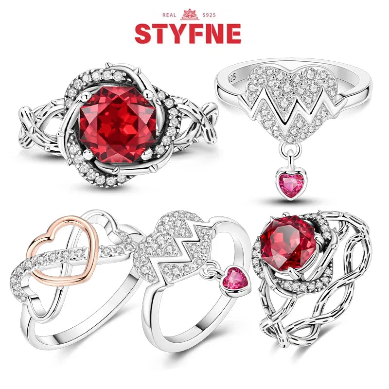925 Sterling Silver Heart Ring | Sparkling Zircon Infinity Love Band