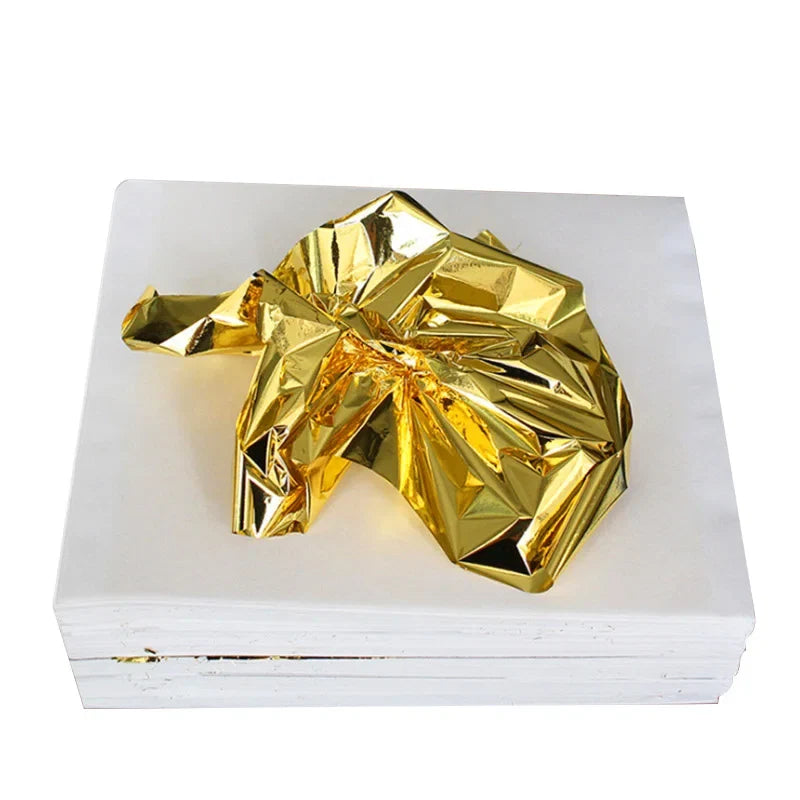 100Pcs Imitation Gold Silver Copper Foil Sheets | Gilding Leaf Flakes for DIY Nail Art Wedding Decor