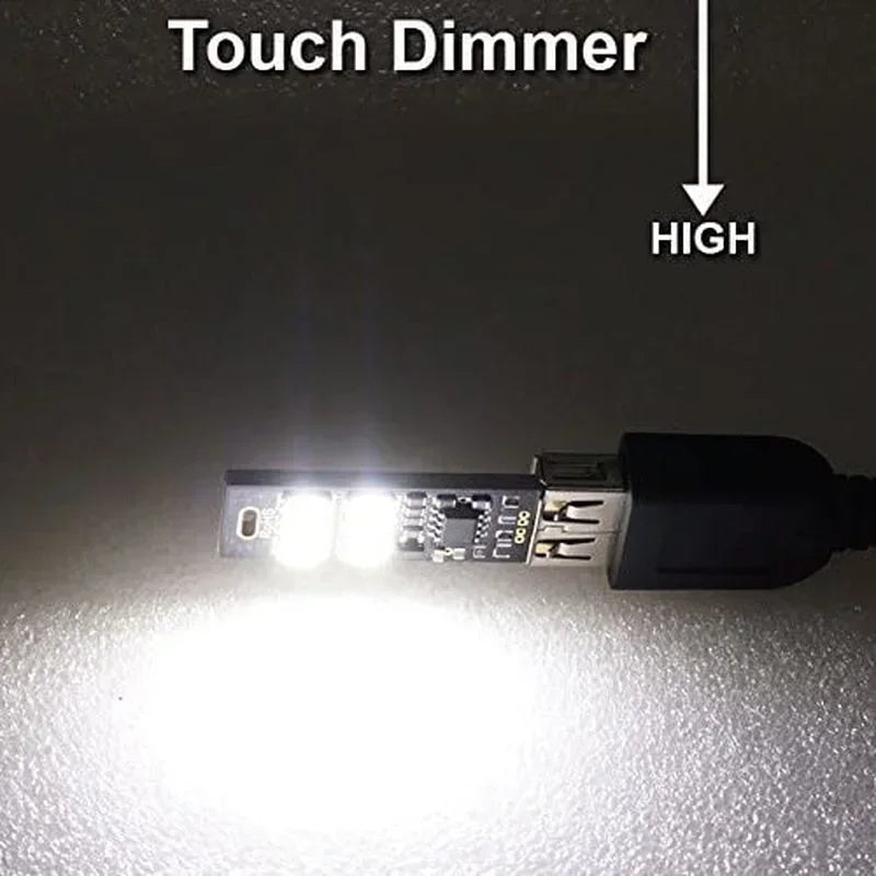 Mini USB Card Light | 6 LED Touch Dimming Keychain Night Light