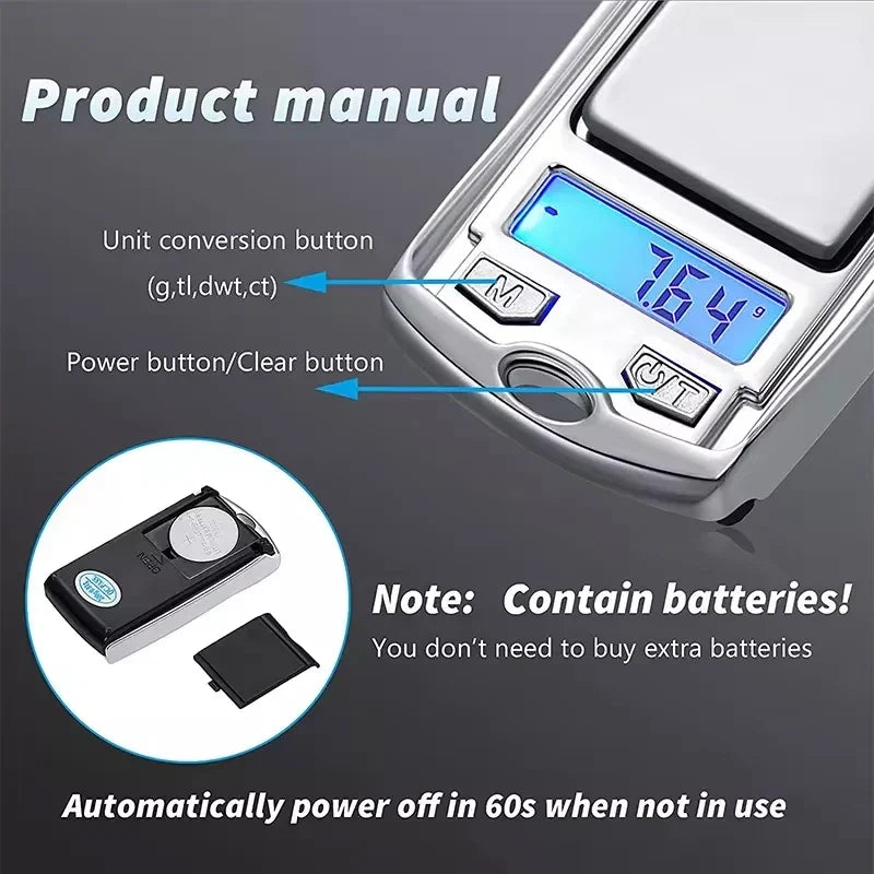 Mini Electronic Digital Pocket Scale 200g/0.01g | Key Style Precision Weighing Scale for Jewelry