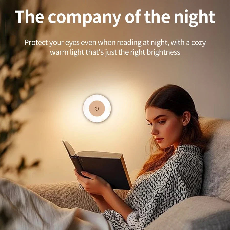 6CM Rechargeable LED Night Light | Touch Switch Wireless Wall Lamp with 3-Color Dimmable Modes