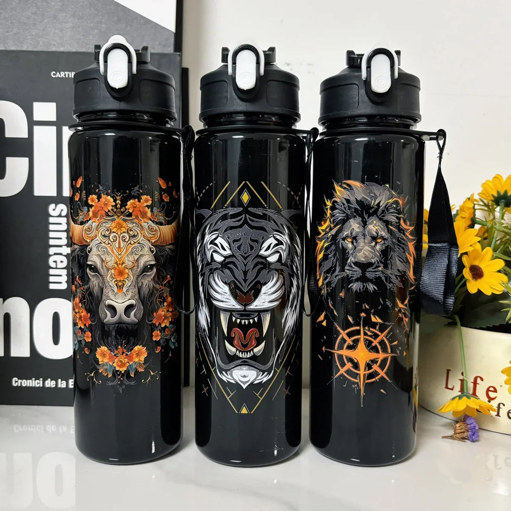 Cute Animal Pattern 750ml Water Bottle | Portable Reusable Sports Bottle for School Gym Camping