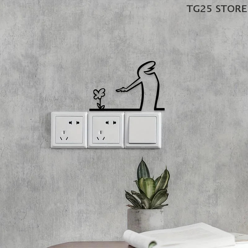 Line Figure Metal Poster for Living Room | Modern Switch Sticker Wall Art