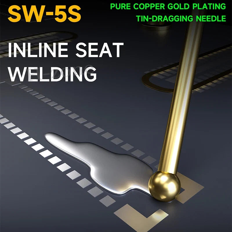 MECHANIC SW-5S Gold Plated Tin Dragging Needle Set | Ultralight Carbon Fiber Holder for FPC Connector Reballing