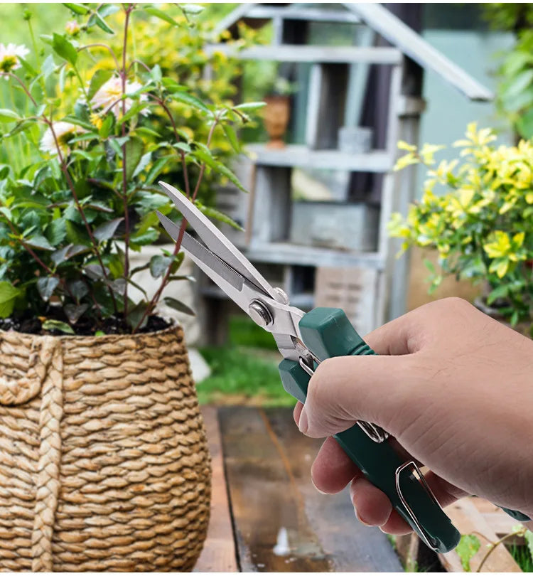 190mm Straight Head Pruning Shears | Stainless Steel Garden Scissors for Bonsai