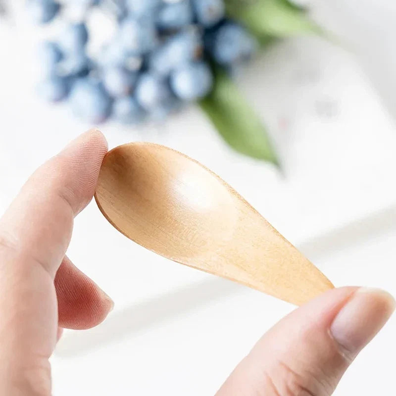 Wooden Mini Salt Spoon | Small Solid Wood Condiment Spoon