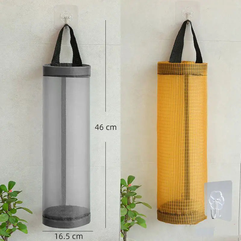 Wall Mount Grocery Bag Holder | Hanging Plastic Bag Dispenser for Kitchen Storage