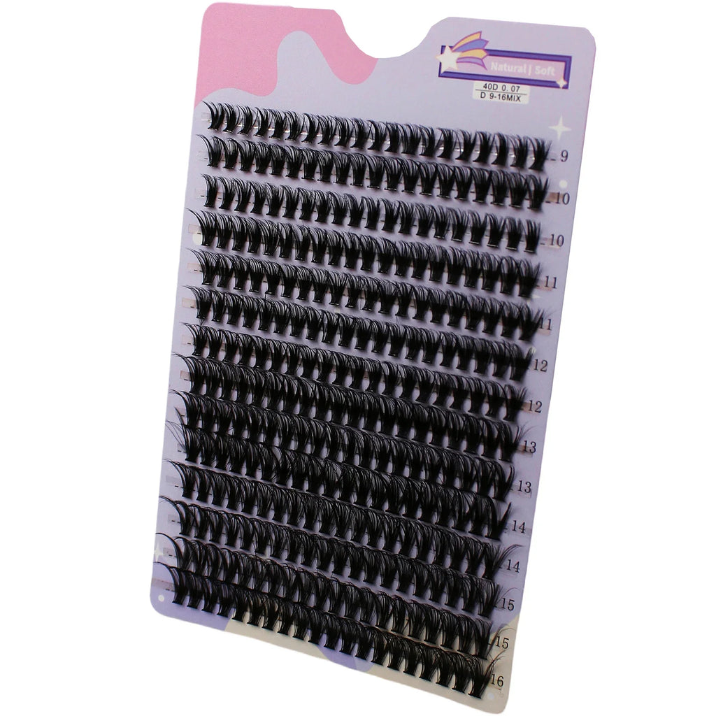 14 Rows 280 Clusters 40D Mix 9-16mm Cluster Lashes | Natural Thick Strip Eyelash Extensions