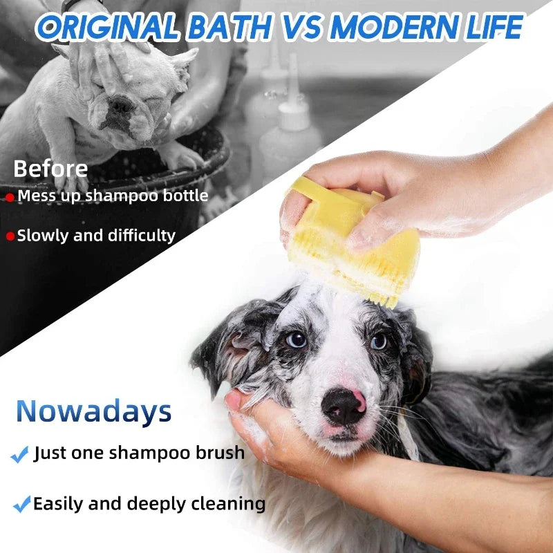 Soft Silicone Pet Shampoo Brush | 2.7oz Dog Cat Bathing Massage Comb