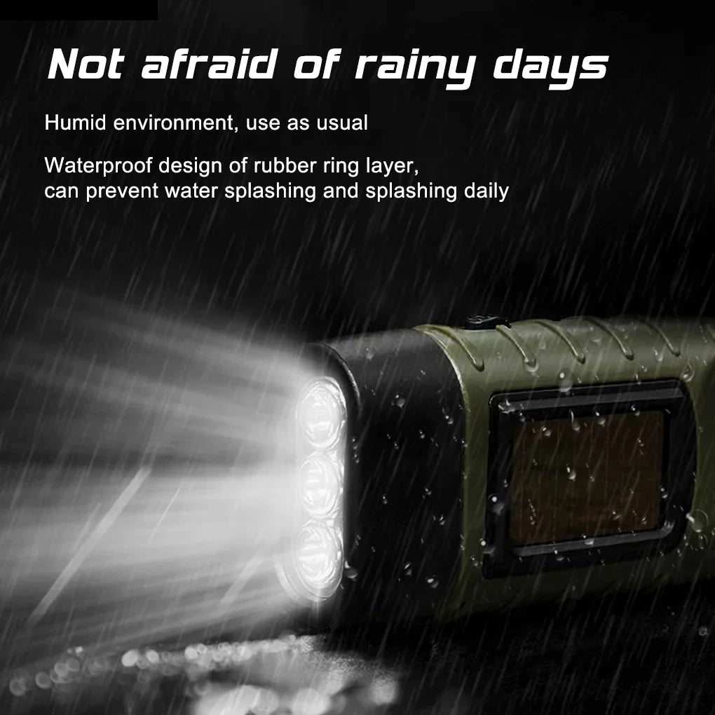 Solar Hand Crank Flashlight | Portable LED Emergency Lantern for Camping and Hiking