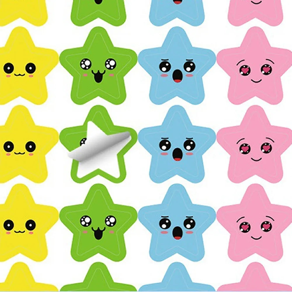 Happy Face Stars Reward Sticker Pack | 450-3000 Sheets for DIY Decor