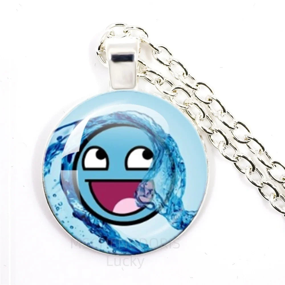 Funny Meme Cartoon Glass Pendant Necklace | Unisex Party Jewelry Gift