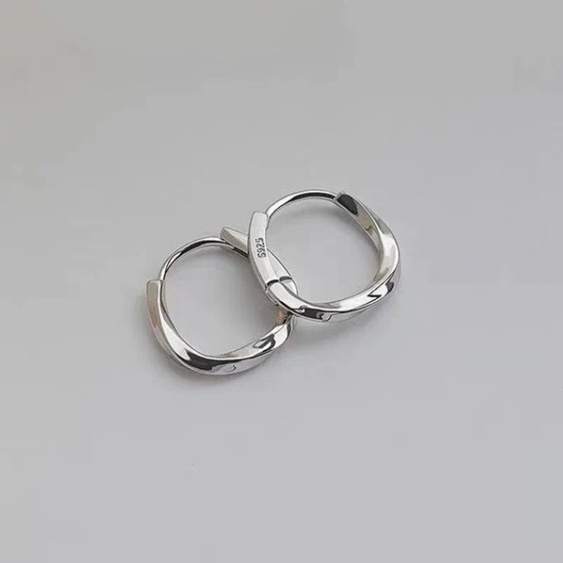Silver Hoop Earrings | Trendy Distorted Round Earrings for Women