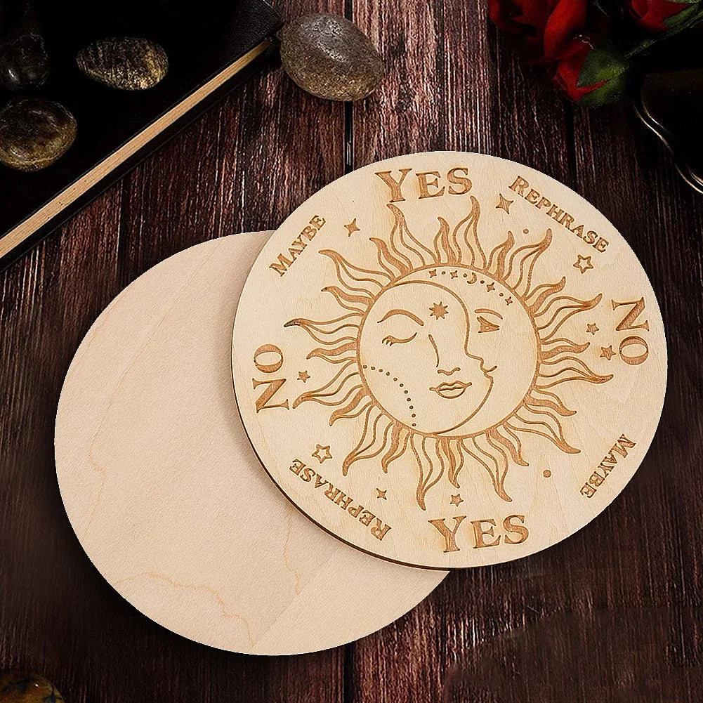 10cm Crystal Grid Wooden Display Board | Laser Engraved Spiritual Decor