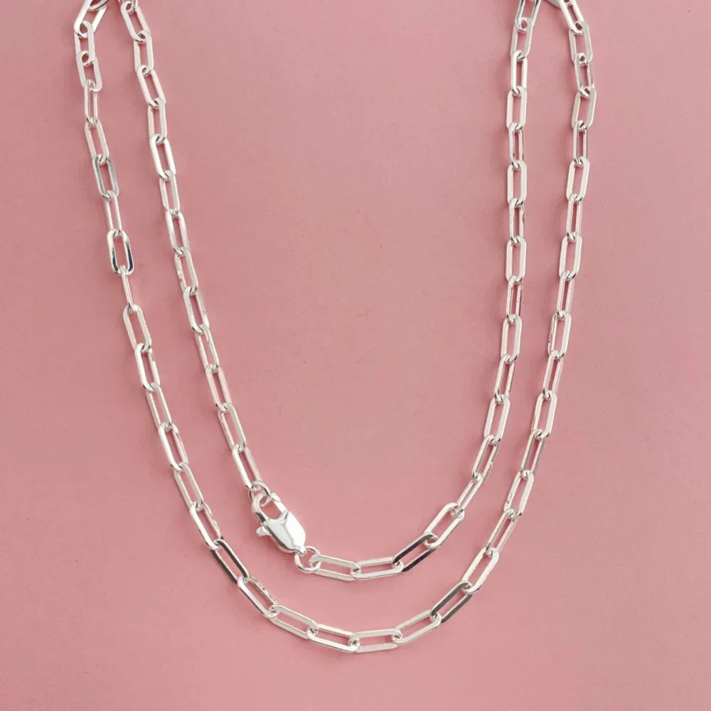 45-60cm Paper Clip Necklace | 925 Sterling Silver Fine Jewelry for Unisex
