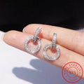 Sterling Silver Moissanite Circle Stud Earrings | D Color VVS1 Classic Jewelry
