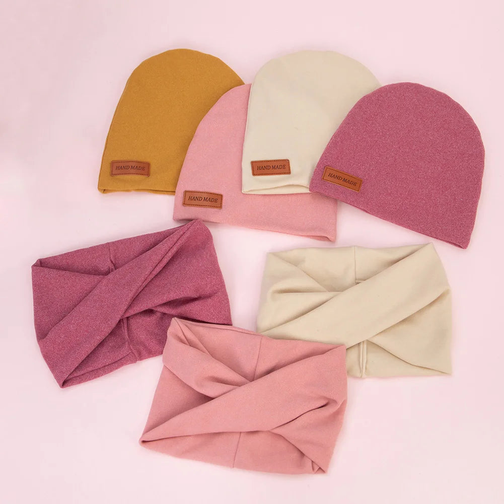 Baby Girls Turban Hat Set | 2-Piece Knit Beanie and Scarf for Infants