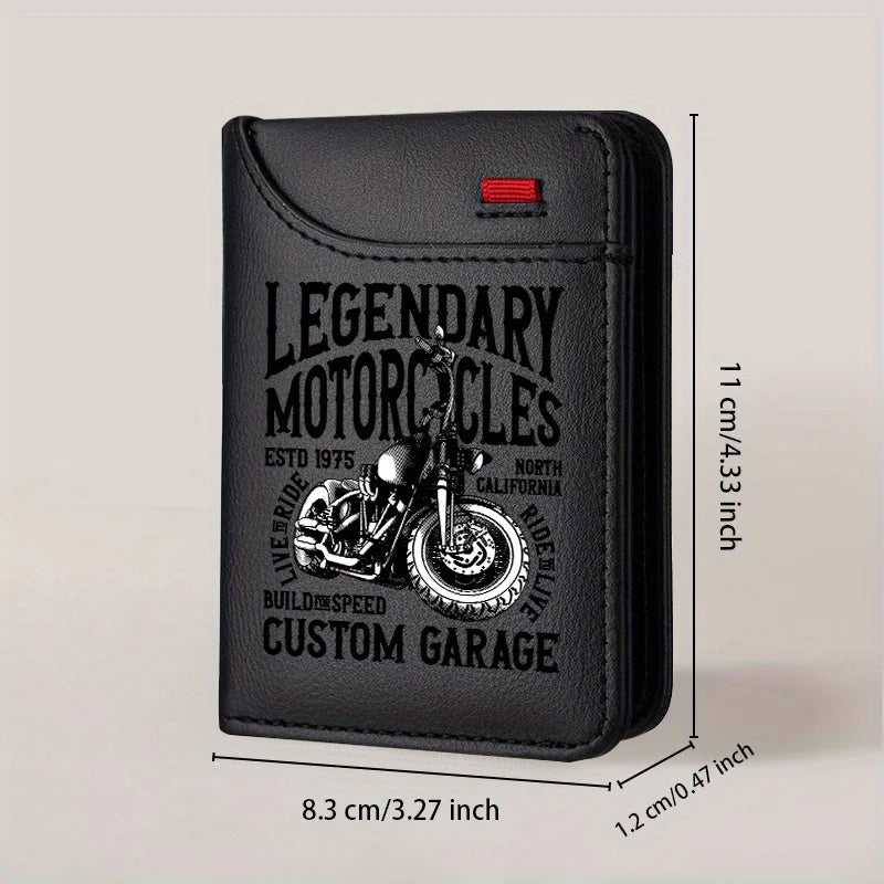 Men's Retro Faux Leather Wallet | Vintage Motorcycle Style Slim Business Card Holder