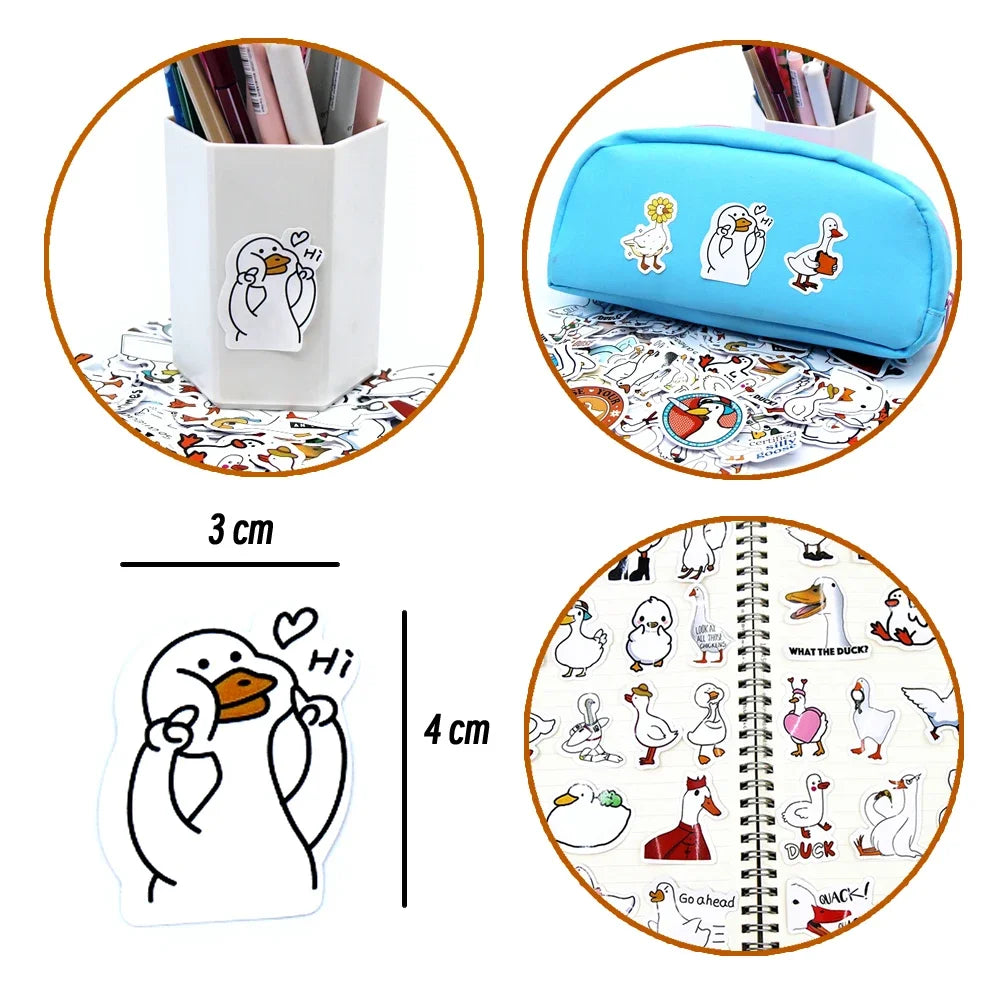 Kawaii Call Duck Stickers 10/50/100pcs | Cute Cartoon Decals for Kids DIY Laptop Scrapbook Stationery