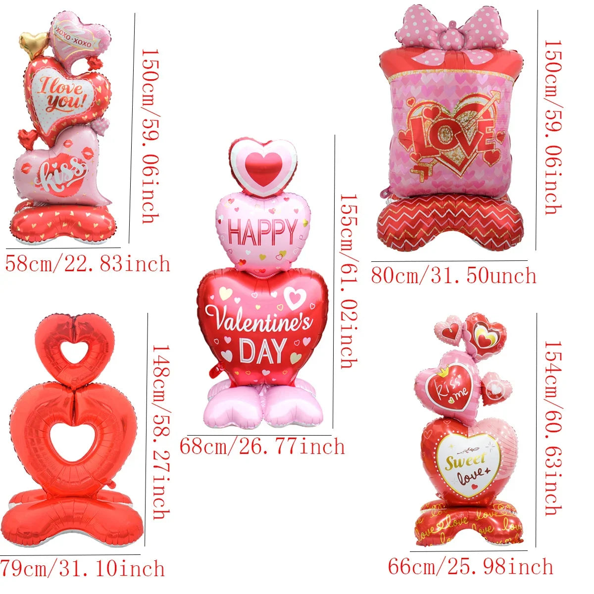 Love Heart Bear Balloon with Stand | Valentine's Day Decor
