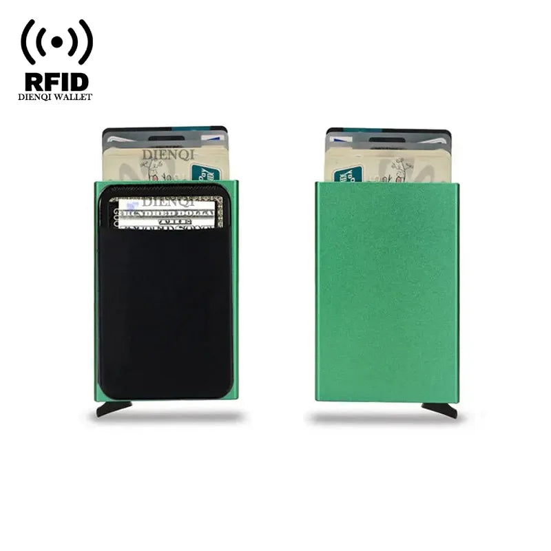 DIENQI RFID Credit Card Holder | Slim Pop-Up Metal Wallet