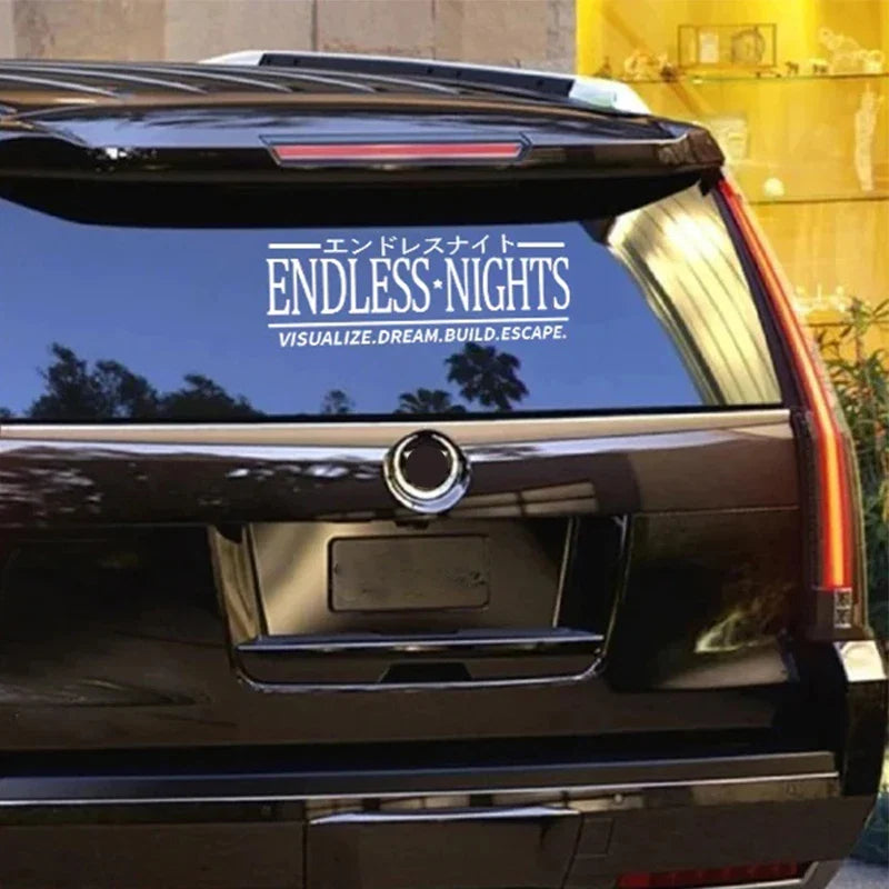 Endless Nights Japanese Vinyl Sticker | JDM Drift Stance Anime Decal for Car Window Bumper