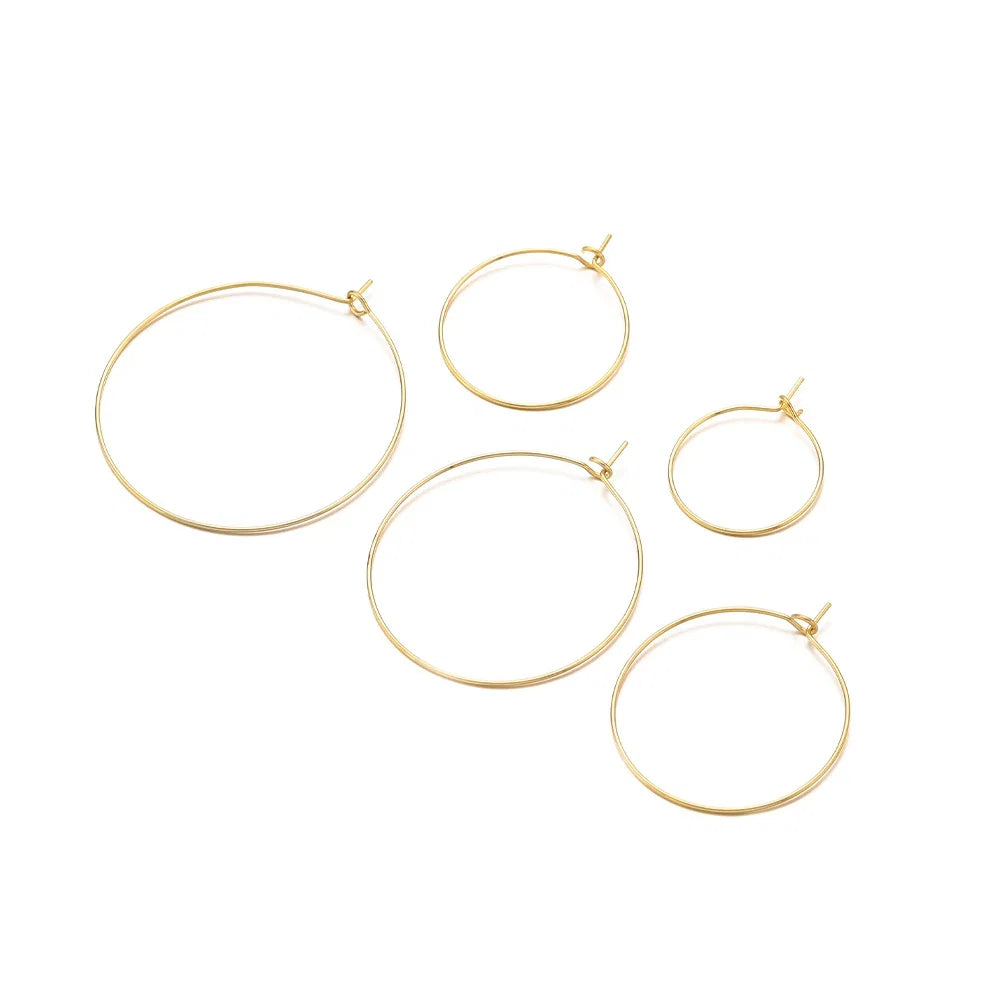 20-Piece Gold Stainless Steel Hoop Earring Wires | Bulk Jewelry Making Supplies