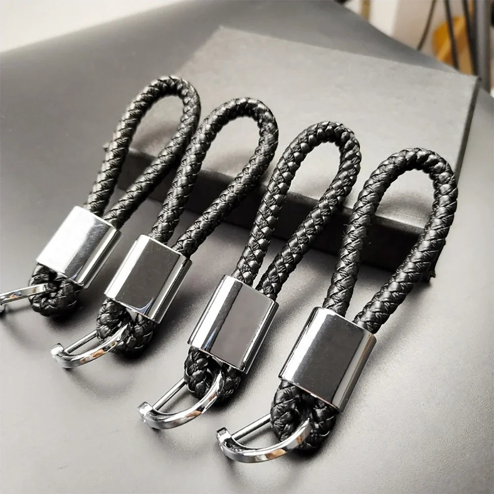 Hand-woven Leather Car Key Ring | Premium Rope Keychain for Men and Women