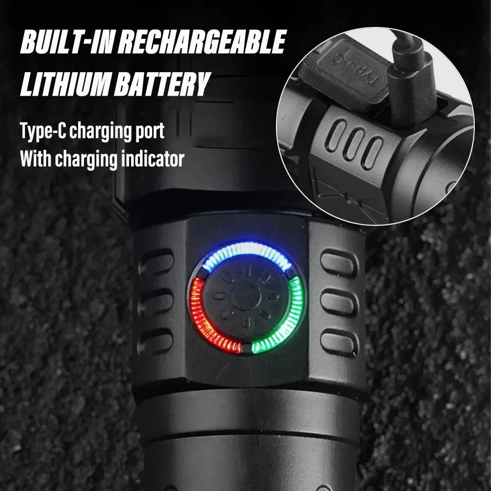Super Bright LED Flashlight with P50 Beads | Zoomable Rechargeable Torch