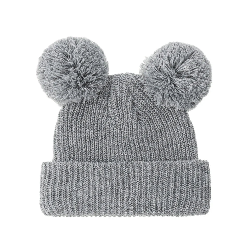 0-12M Solid Knitted Cute Pom Pom Cap | Newborn Baby Turban Hat