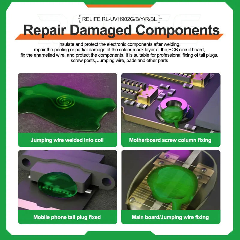 RELIFE RL-UVH902 3 Seconds Quick Drying Oil | UV Curing Solder Mask for PCB Repair
