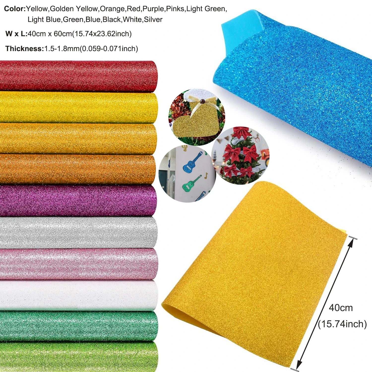 Glitter EVA Foam Sheet 40x60cm | Self-Adhesive Sparkly Foam Paper for DIY Crafts and Decor