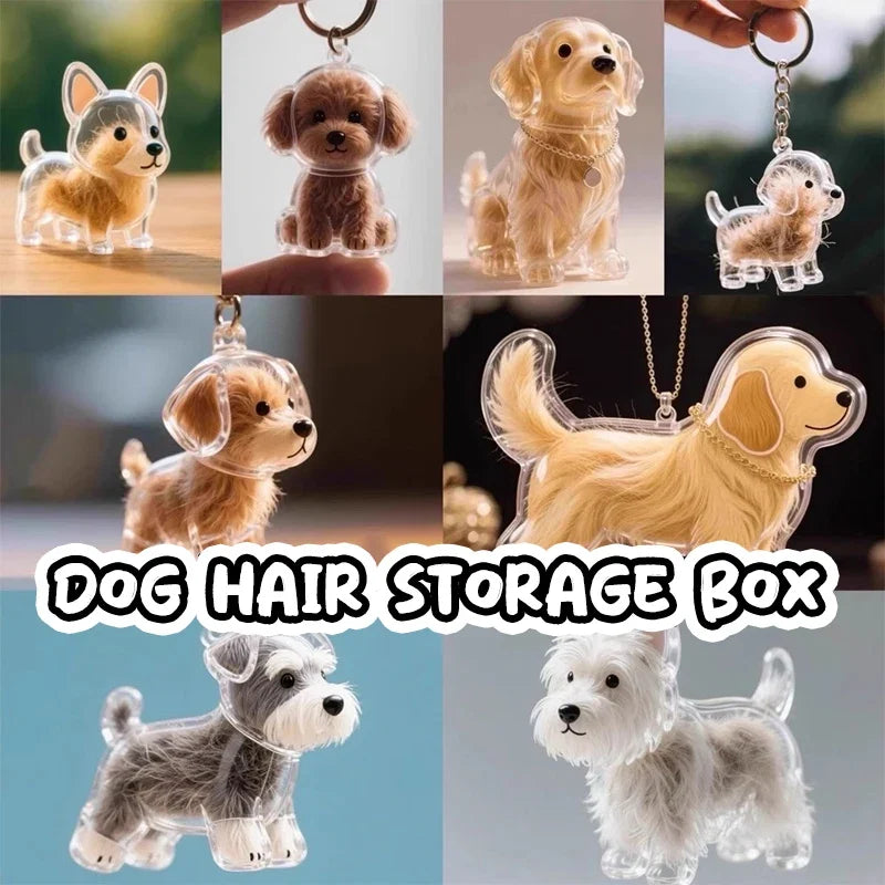 Clear Puppy Hair Memorial Keepsake Capsule | Pet Fur Container Keychain