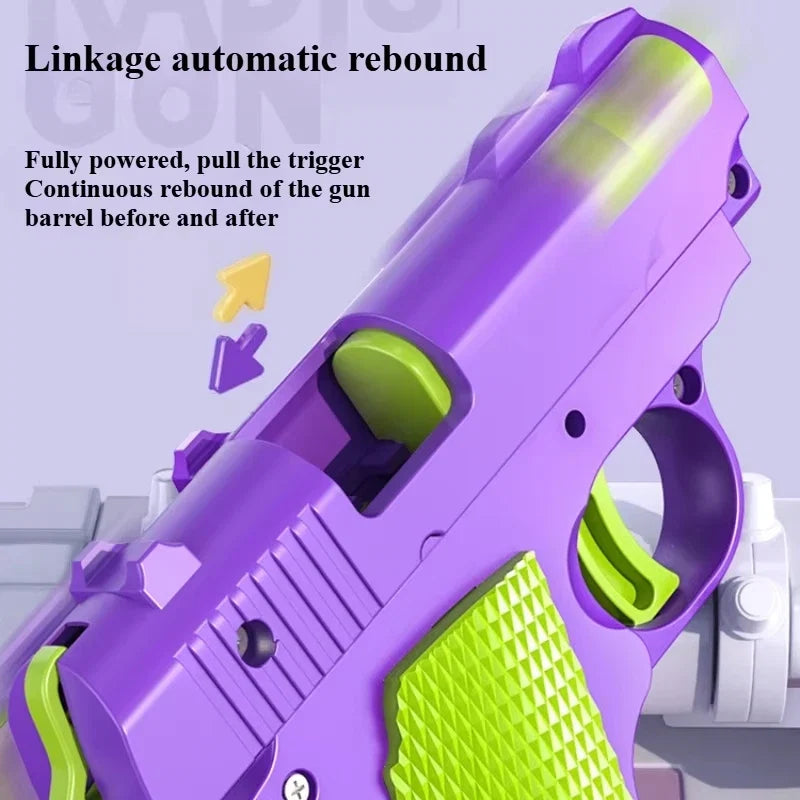 3D Printed Gravity Fidget Stress Relief Mini Pistol Toy | Manual Burst Decompression Toy for Adults and Kids