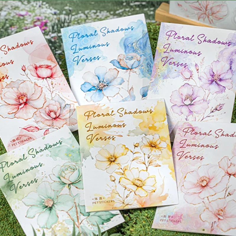 45pcs Floral Foil Stamping Stickers | DIY Scrapbook Decor