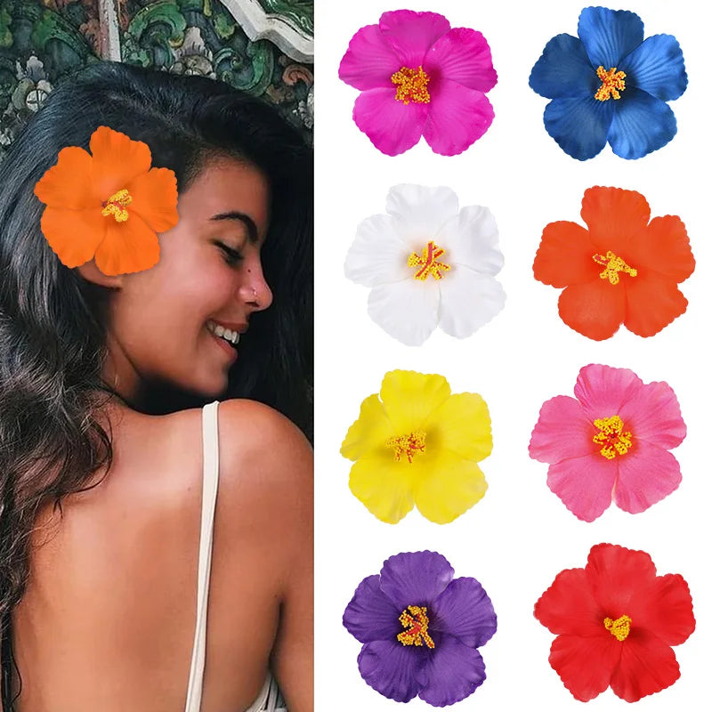 Hawaiian Flower Hair Clips for Summer | 2 or 5 Pack Tropical Hair Accessories
