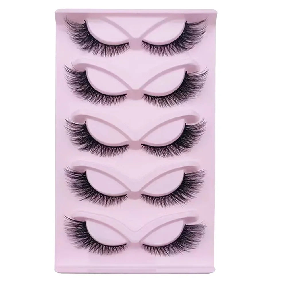 5 Pairs Cat Eye Lashes Wispy Fake Lashes | Fluffy Winged Strip Lashes