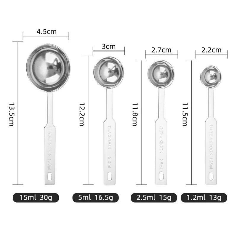 Stainless Steel Measuring Spoon Set 4-Piece | Stackable Kitchen Scoops