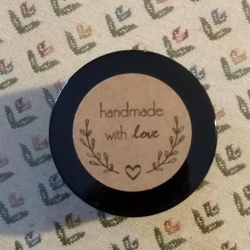 Vintage Kraft Paper Stickers | Handmade With Love Thank You Labels for Packaging and Gifts