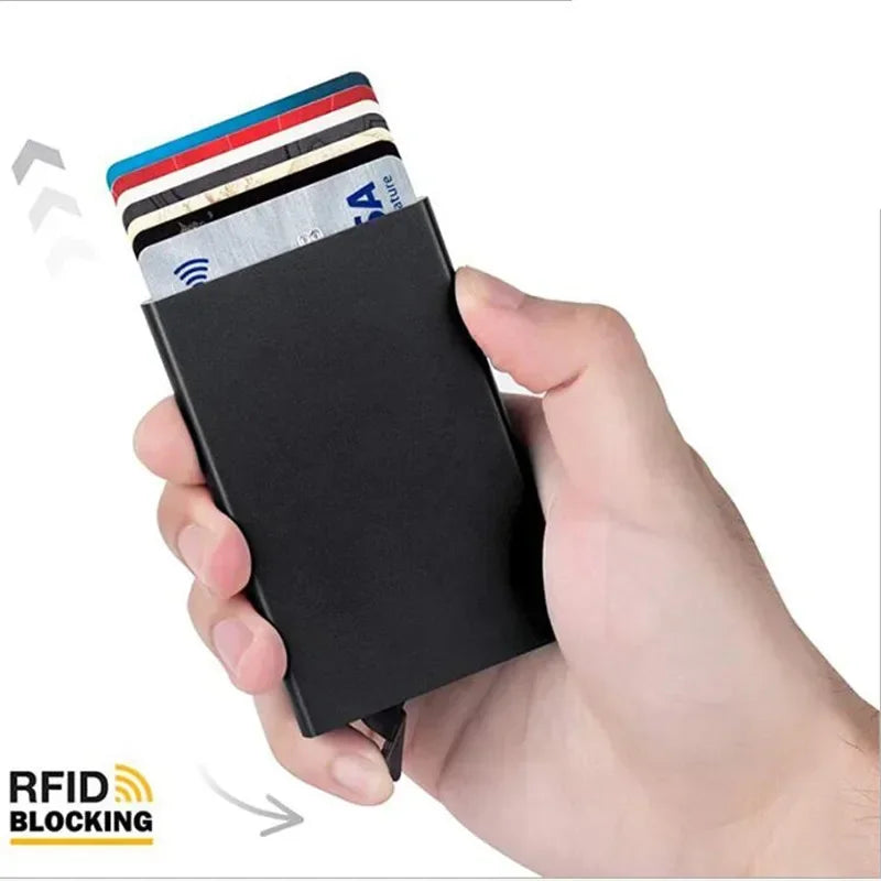 RFID Blocking Metal Wallet | Slim Pop Up Card Holder for Men and Women