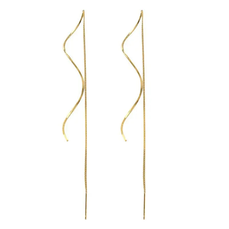 Spiral Drop Earrings for Women | Korean Fashion Wave Line Jewelry