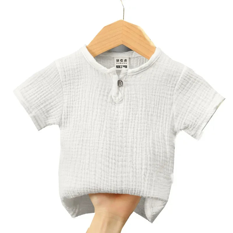 Kids Cotton Linen Long Sleeve T-Shirt | Soft Casual Top for Babies and Toddlers