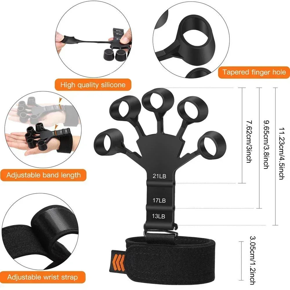 6 Level Finger Strengthener | Silicone Hand Grip Trainer for Guitar and Sports