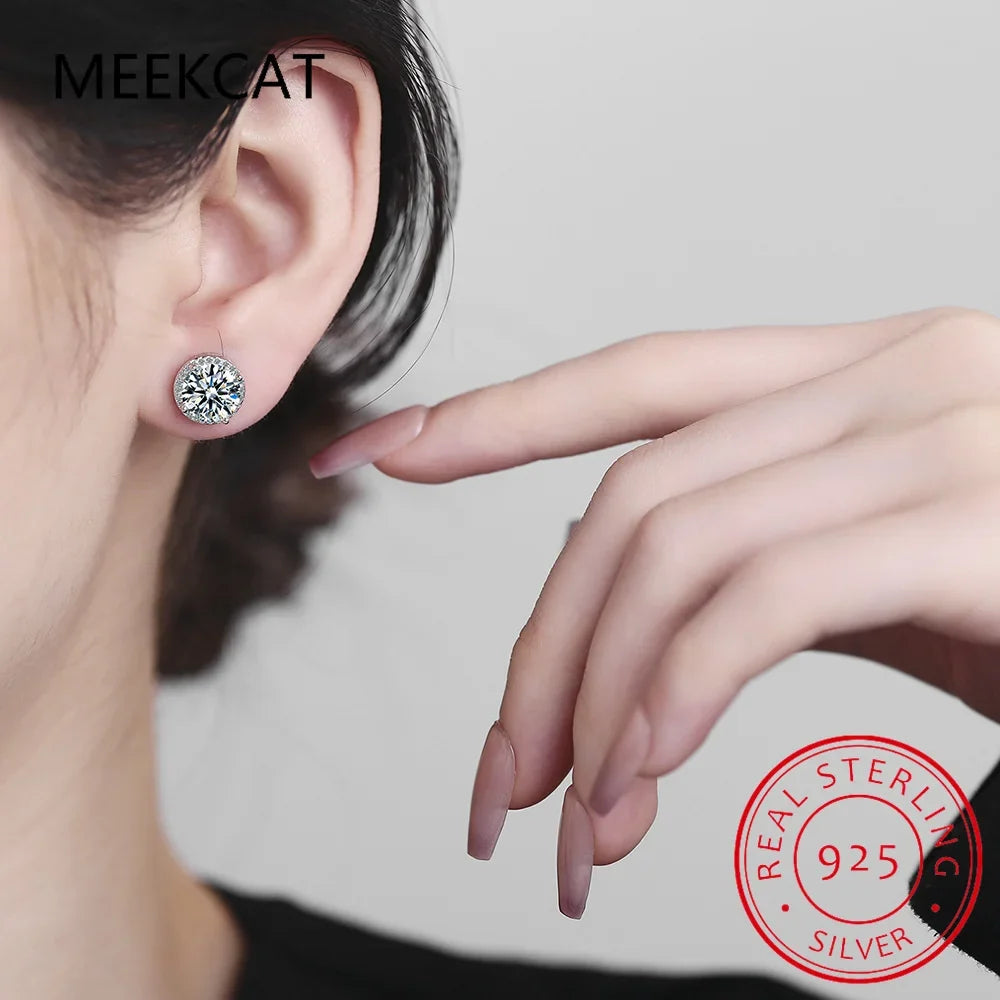 0.5-2 CT Moissanite Stud Earrings for Women | Sparkling Lab Diamond Silver Jewelry
