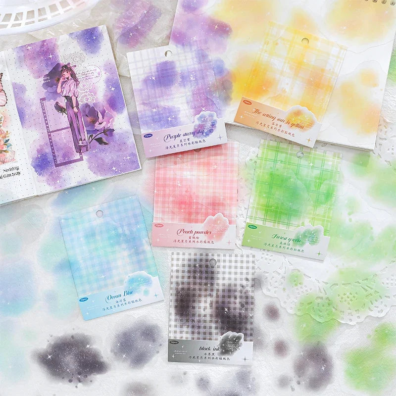Yoofun 20pcs Watercolor Landscape Stickers | PET Collage for DIY Journal