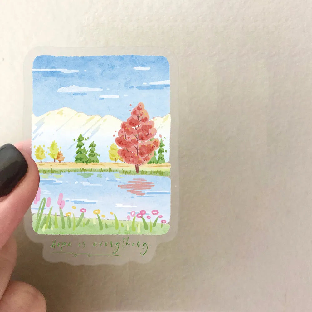 Transparent Mountain Sea Sticker Pack | 50 Clear PET Waterproof Decals for Scrapbooking