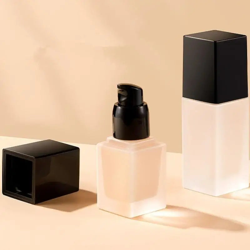 Empty Pump Bottle Glass Liquid Foundation Container | Refillable 15/30ml Travel Bottle