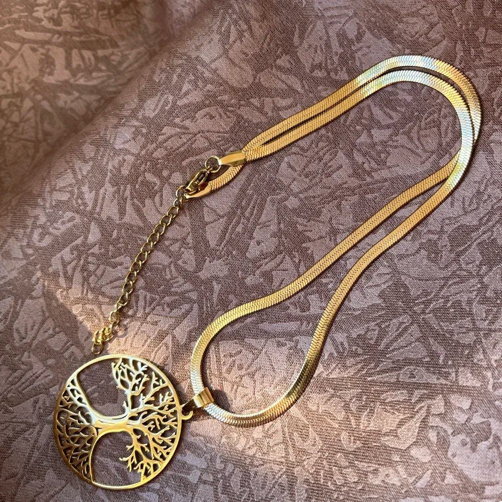 Tree of Life Pendant Necklace | Stainless Steel Family Tree Jewelry for Men and Women