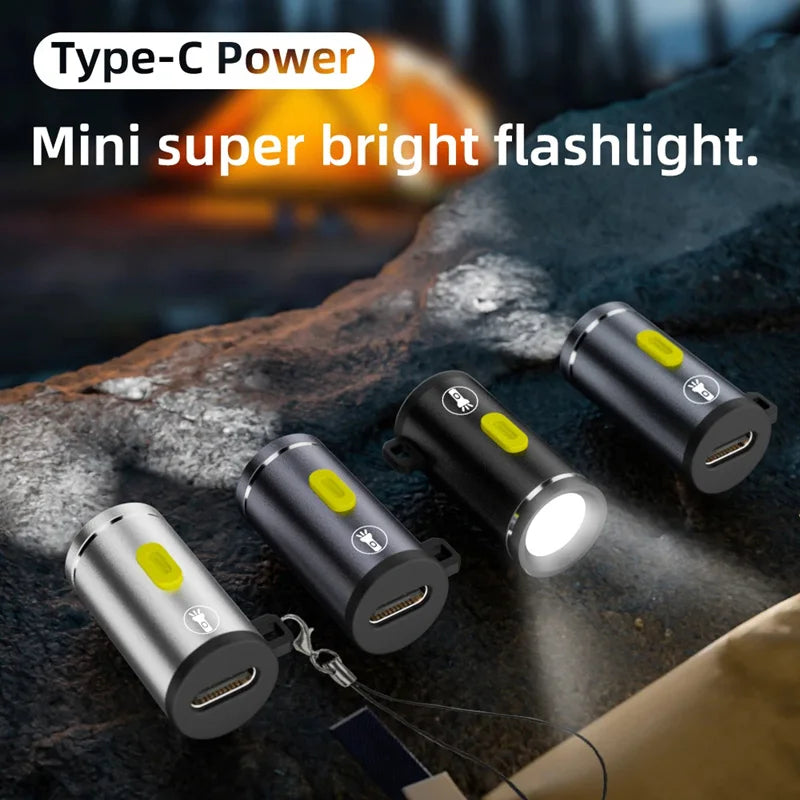 Mini Type-C LED Flashlight | Rechargeable Portable Keychain Light